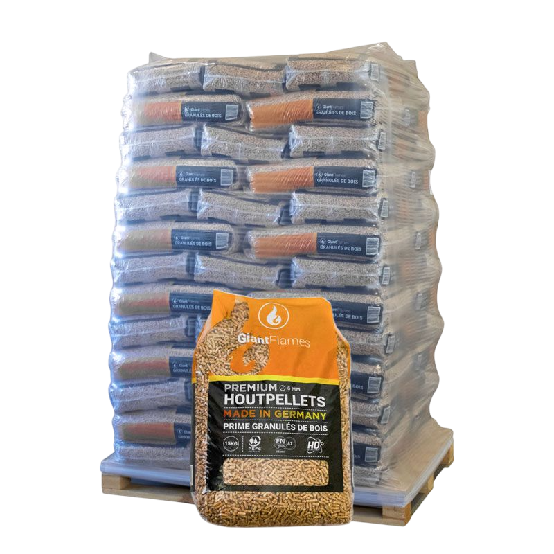 Palette Giant Flames Holzpellets 65 Säcke x 15 kg (975 kg)